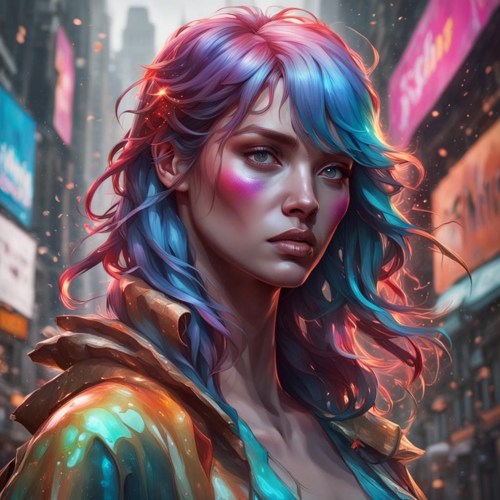 Person Transforming Into Jelly: Hyperdetailed Art Portrait