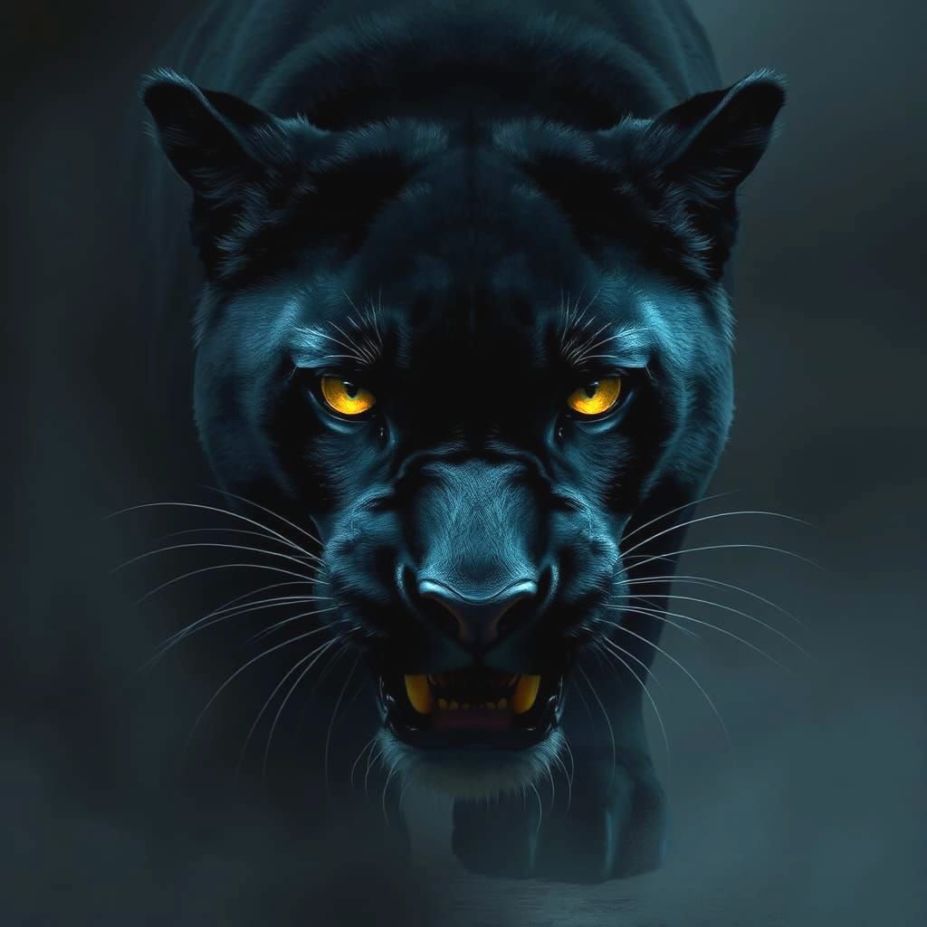 Eerie sinister black panther