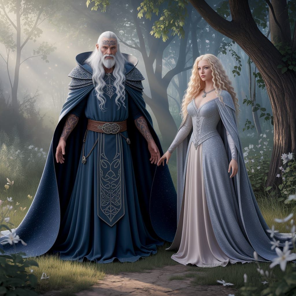 Enchanted Forest Wizard and Sorceress, Fantasy Art