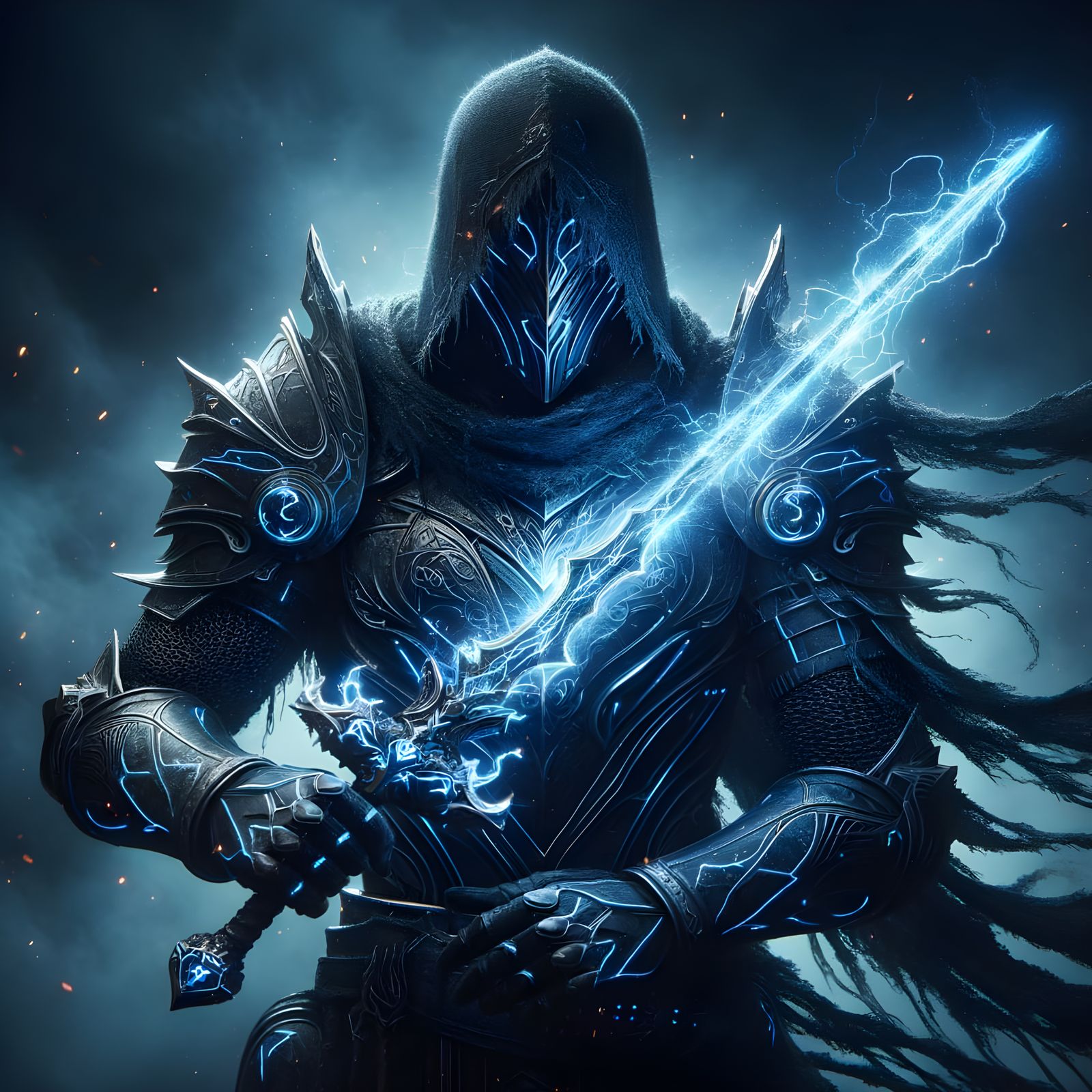 Cyberpunk Knight in Dark Armor