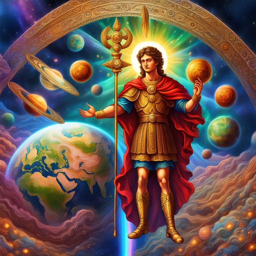 Saint Expedite, Raphael, Mercury: Cosmic Illustration