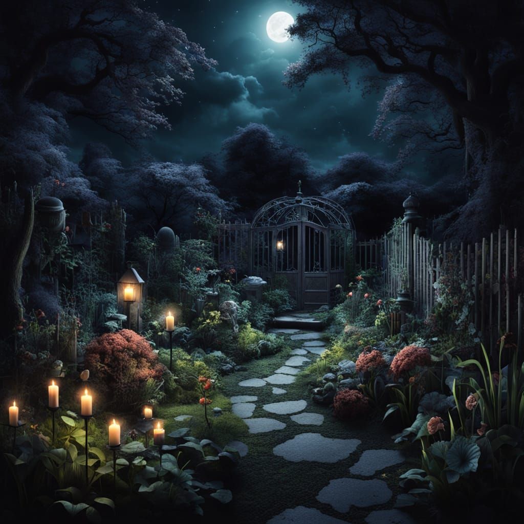 Creepy Midnight Garden Image