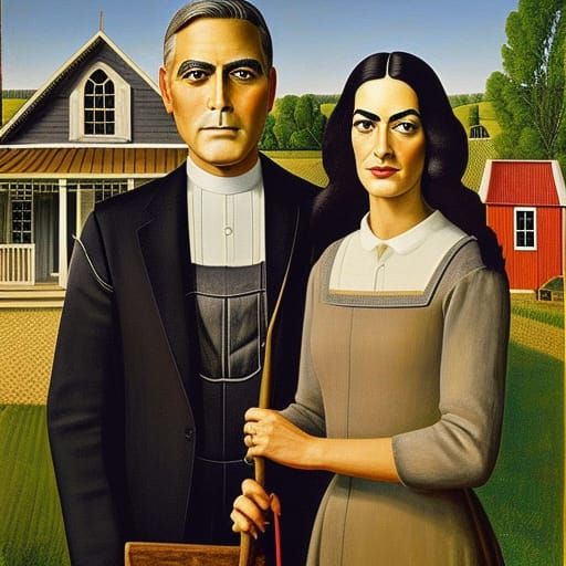 American Gothic, George Clooney  and Amal Clooney