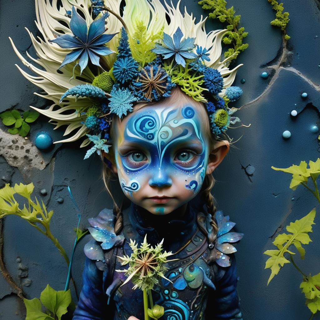 Surreal Elven Toddler with Fractal Pinwheel