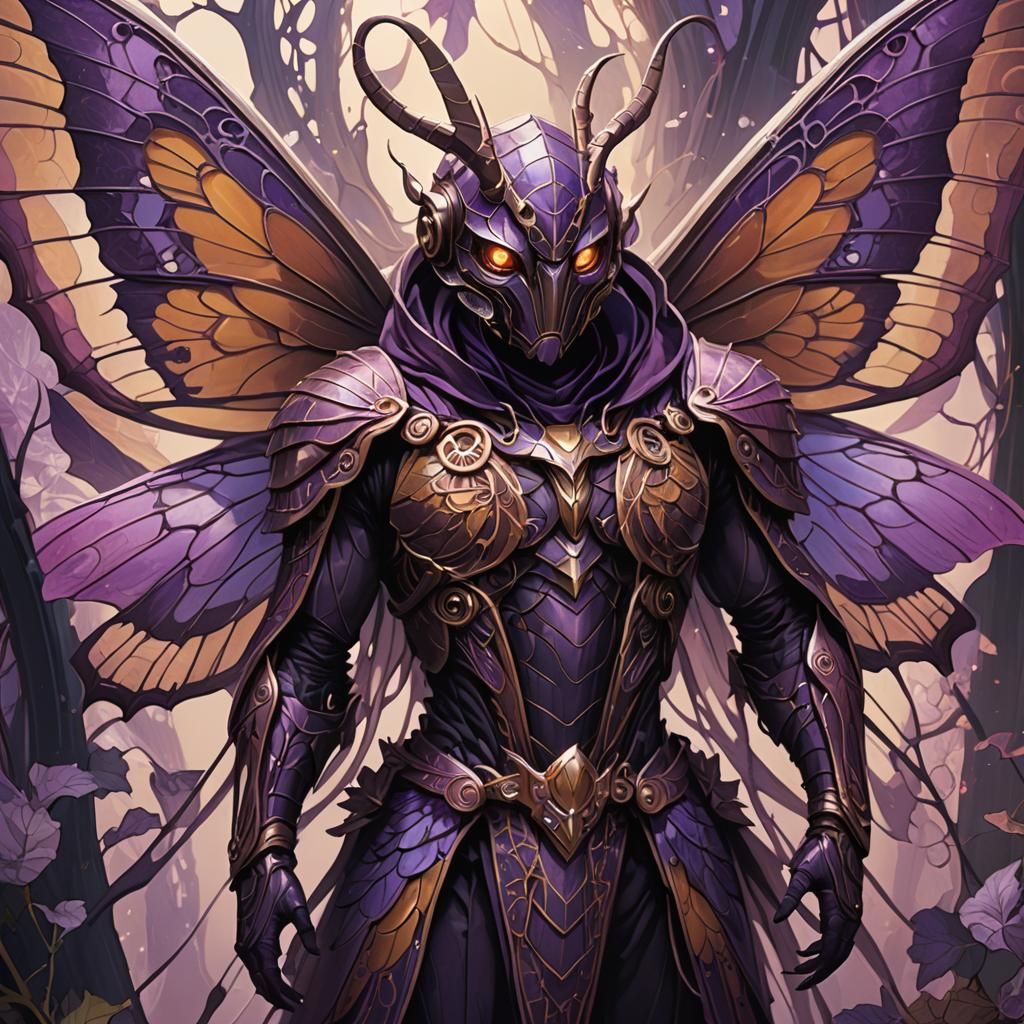 Moth Creature in Dark Fantasy Art Nouveau Style