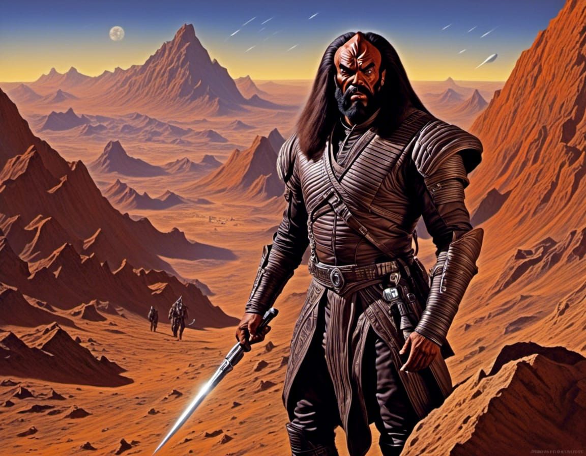 Klingon Warrior in a Hyperreal Battle Scene