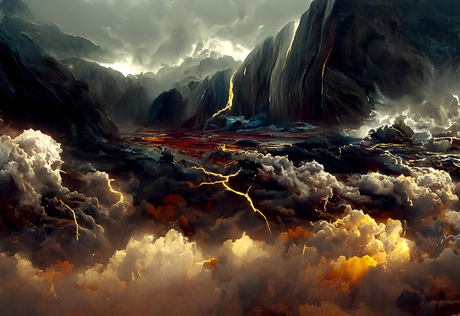 Epic Lightning Storm in Canyon Landscape