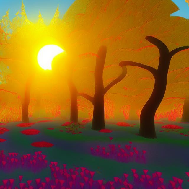 Spring Garden Splash Art with Volumetric Lighting
