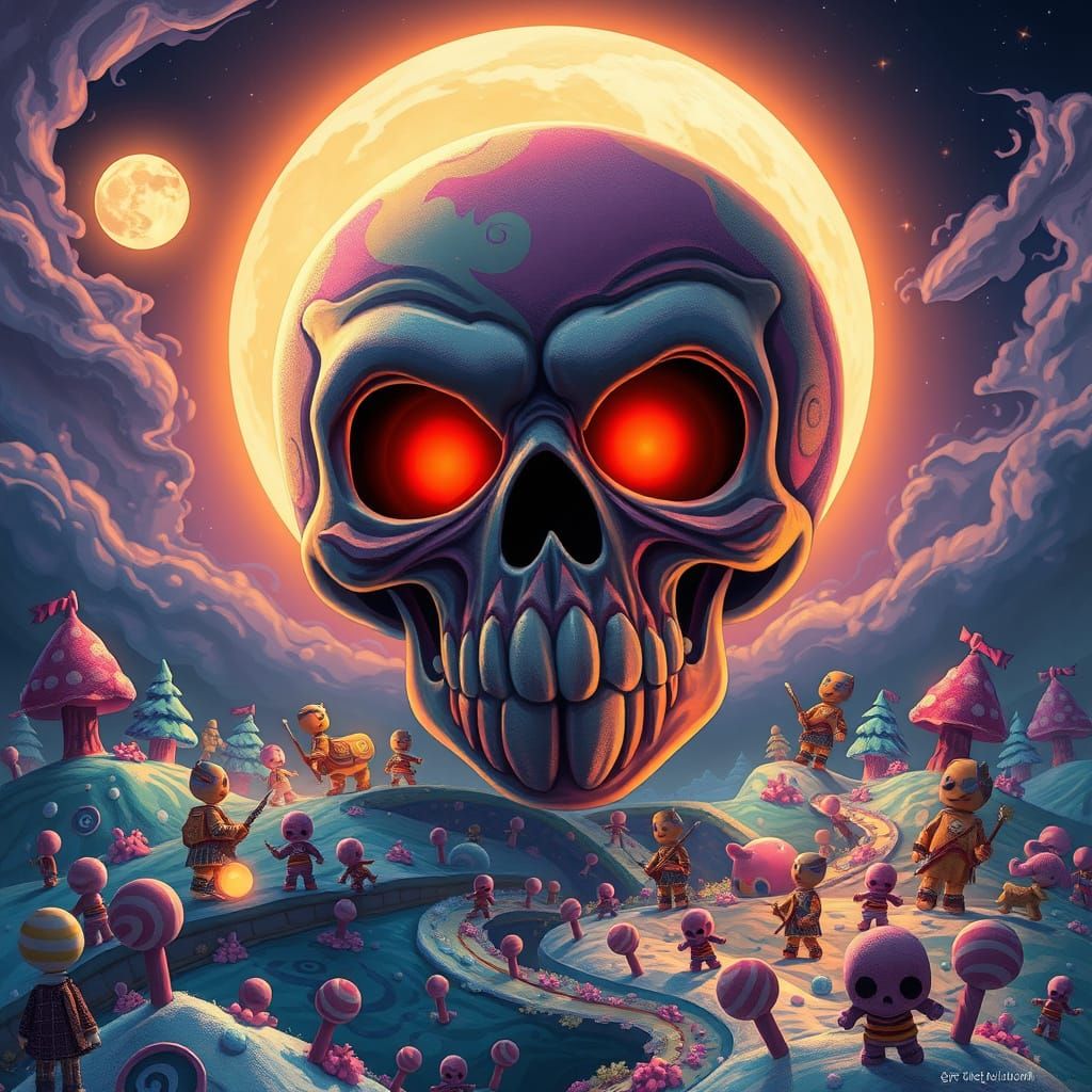 Gigantic, Cuddly Skull Plushie Reigns Over Whimsical Battlef...