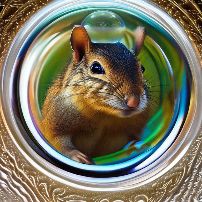 Chipmunk and Soap Bubble Reflection, Artgerm Style