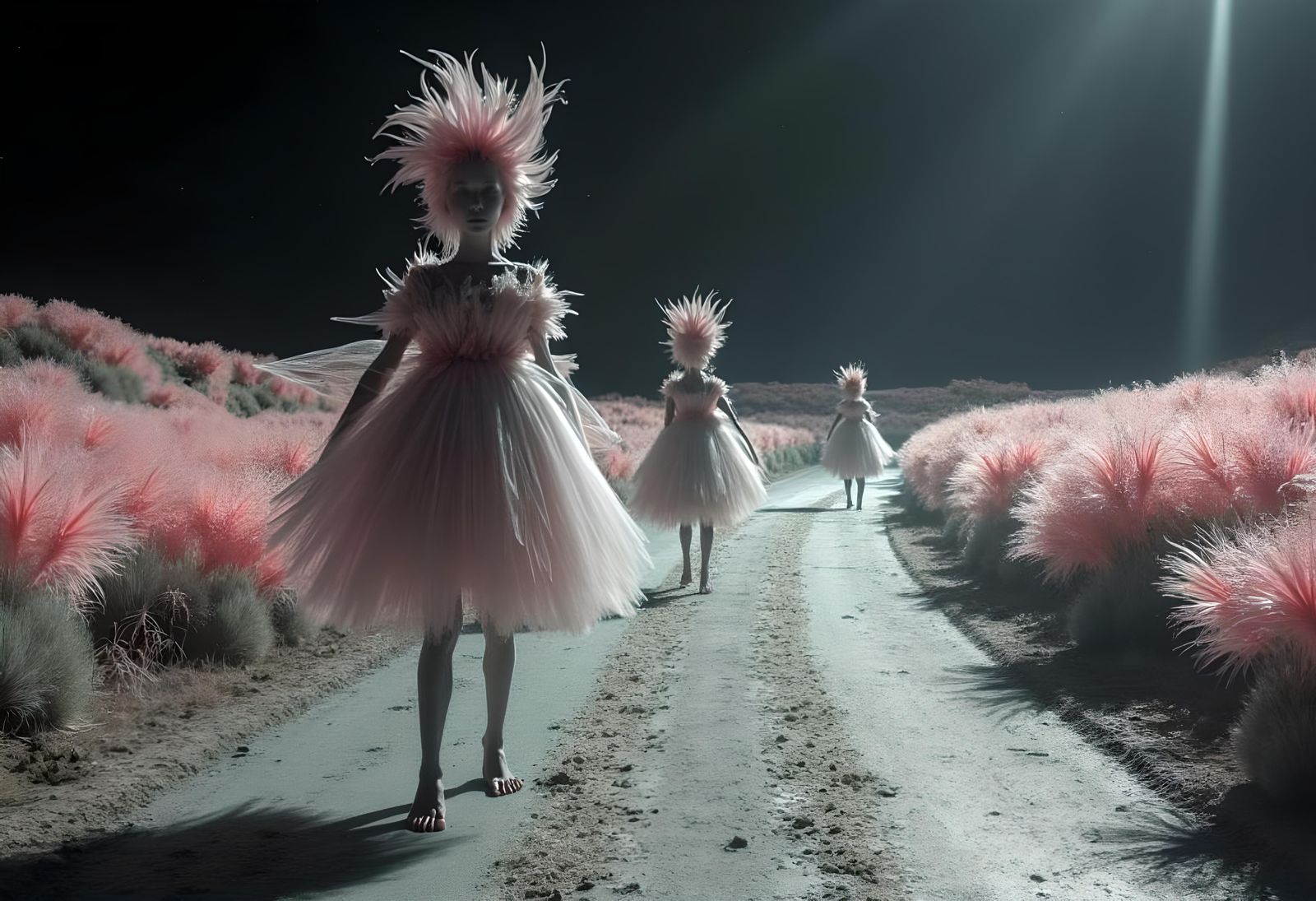 Shimmering Trail to Nowhere in Flowing Space-Fi Couture