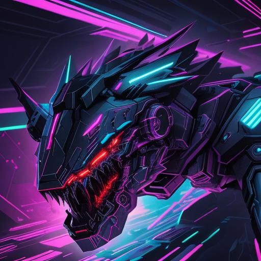 Cyberpunk Wolf Animatronic with Neon Lights