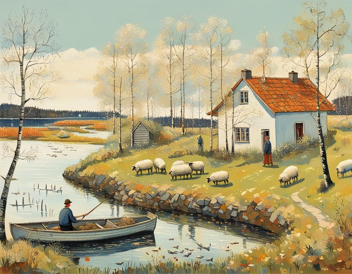 Idyllic Farm in Småland, Inspired by Klee