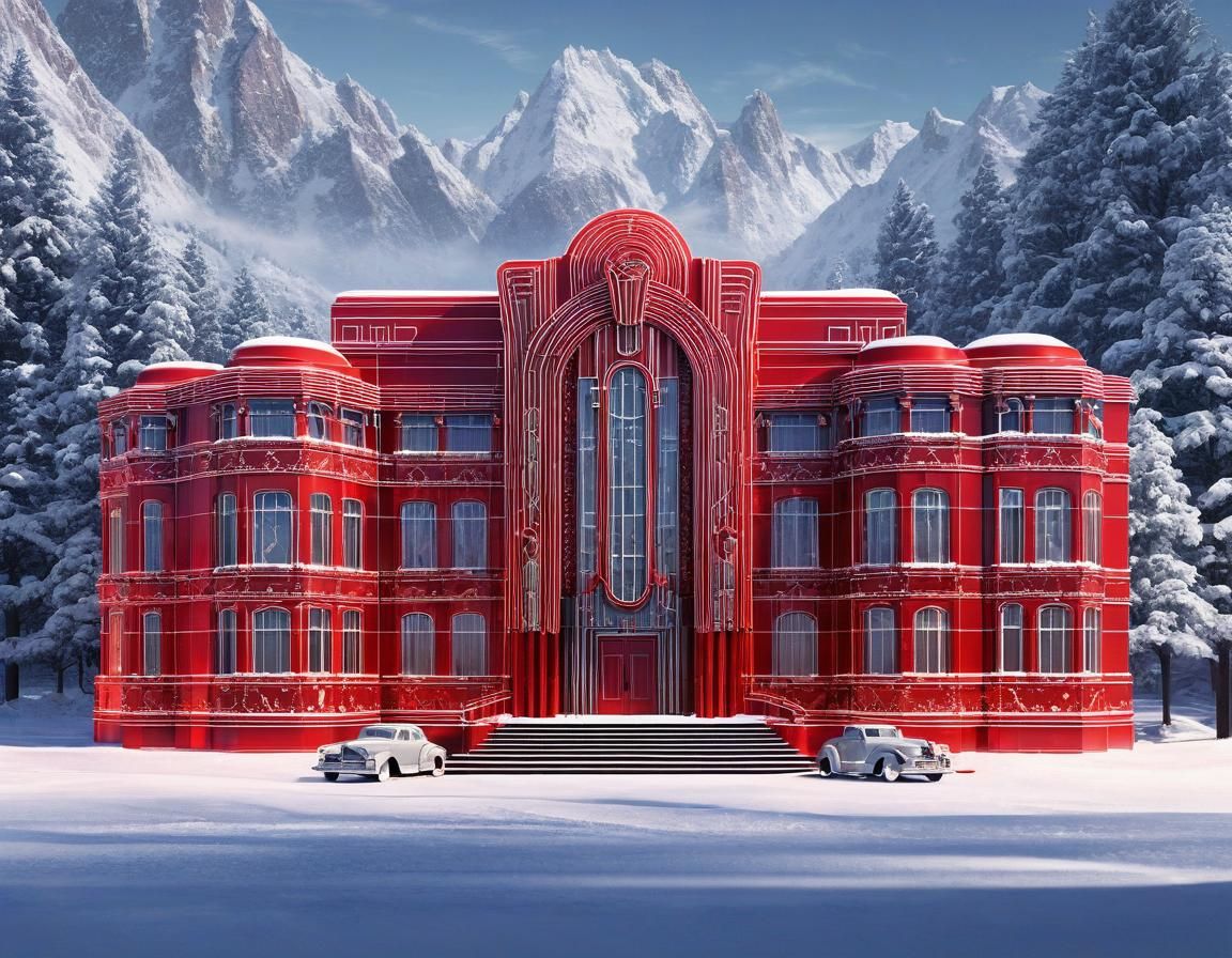 Bright Red Wire Snowflake Ultraminimal Art Deco