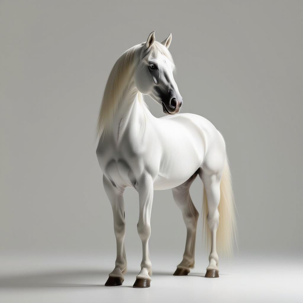 Majestic White Horse in Photorealistic Style