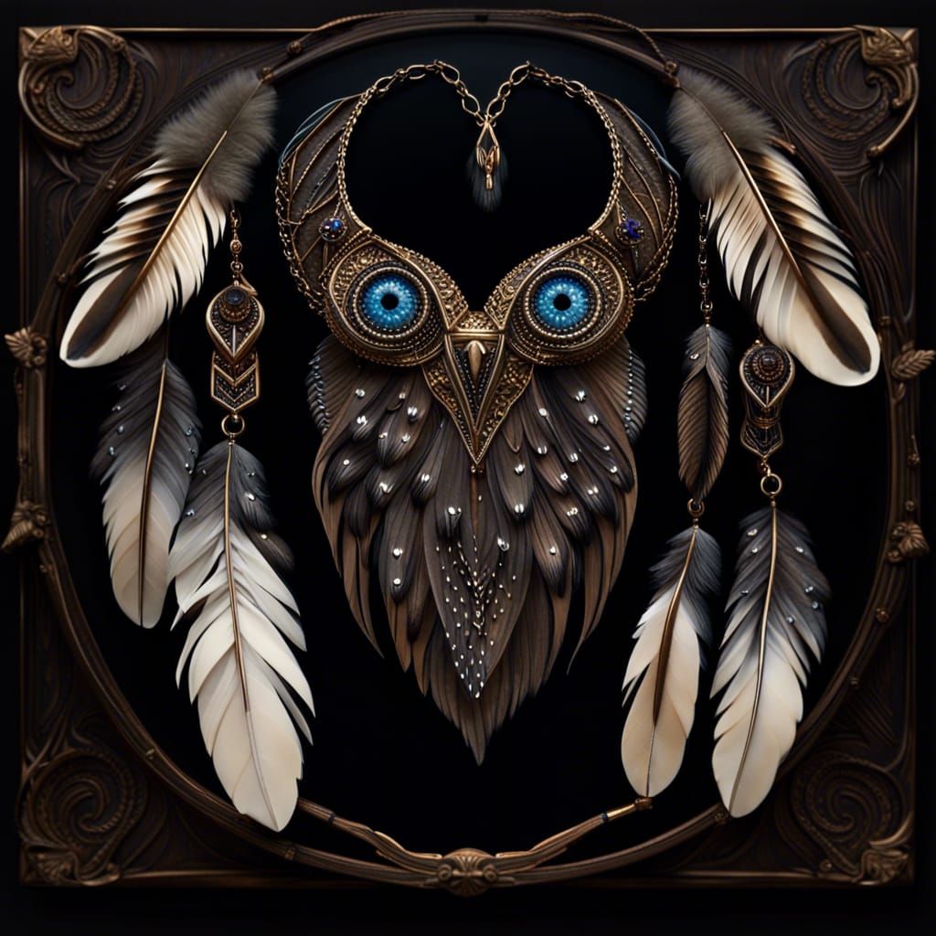 Owl Feather Necklace in Elegant Display Case