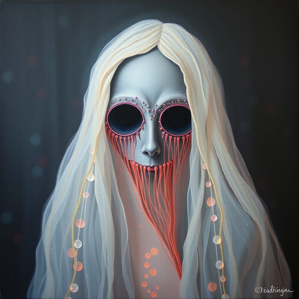 Eerie Ghost Portrait as Oil Painting