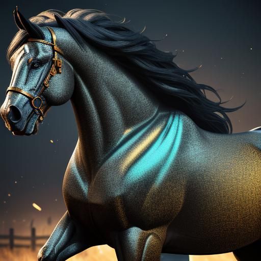 Majestic Horse Amidst Mystical Glowing Core