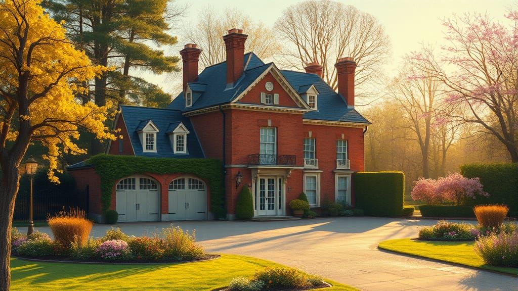 Golden Hour Chateau in Spring Garden