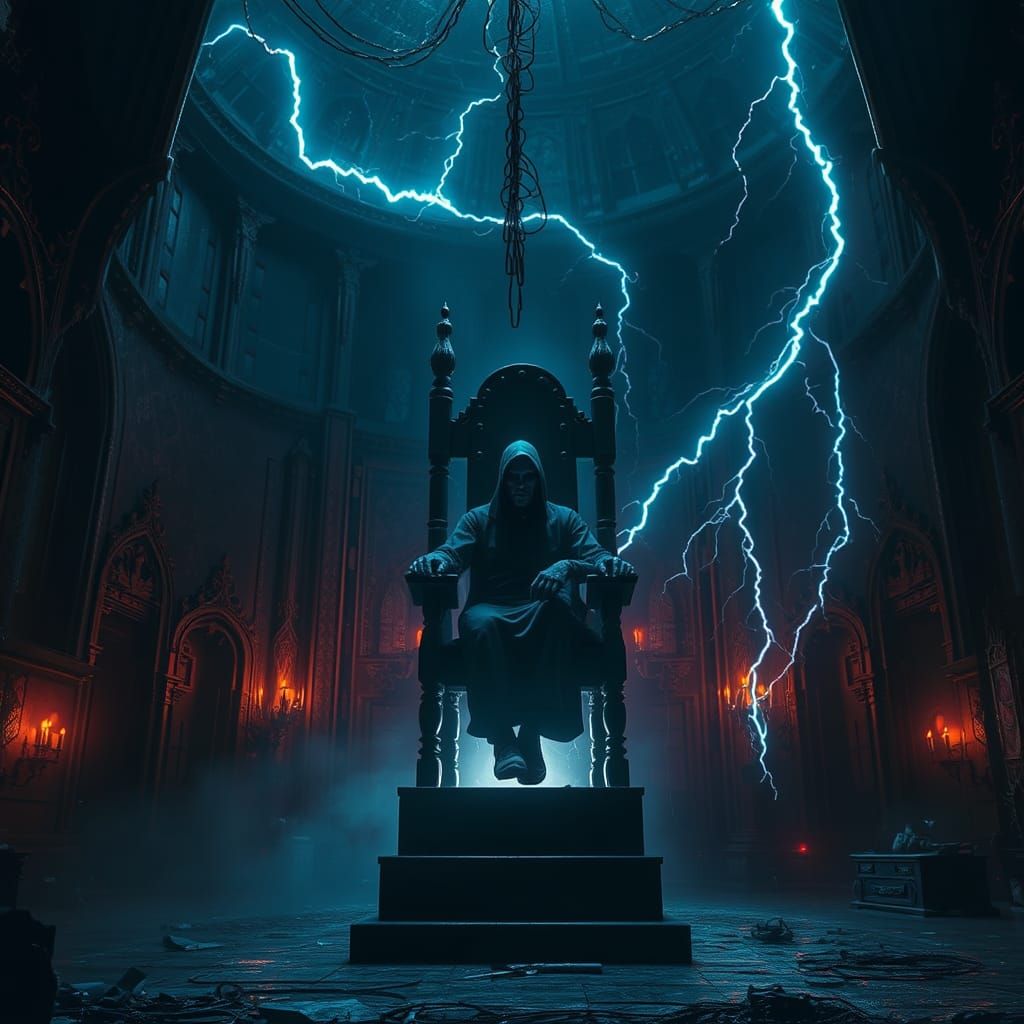 Mystical Electric Chair Execution in Gothic Setting