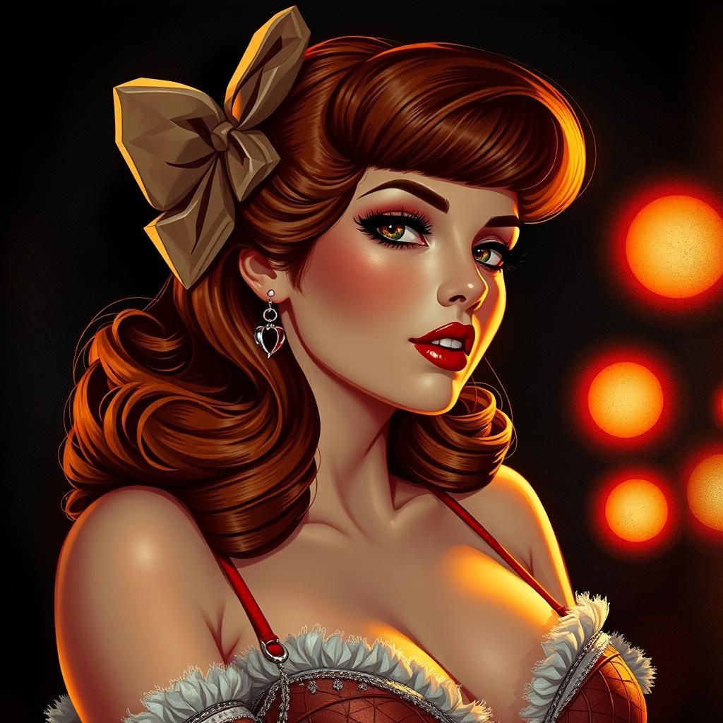 Dreamy Pin-up Girl in Golden Age Style
