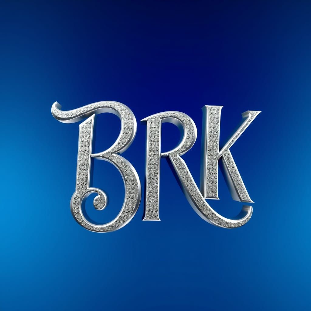 Silver BRK Letters on Deep Blue Background