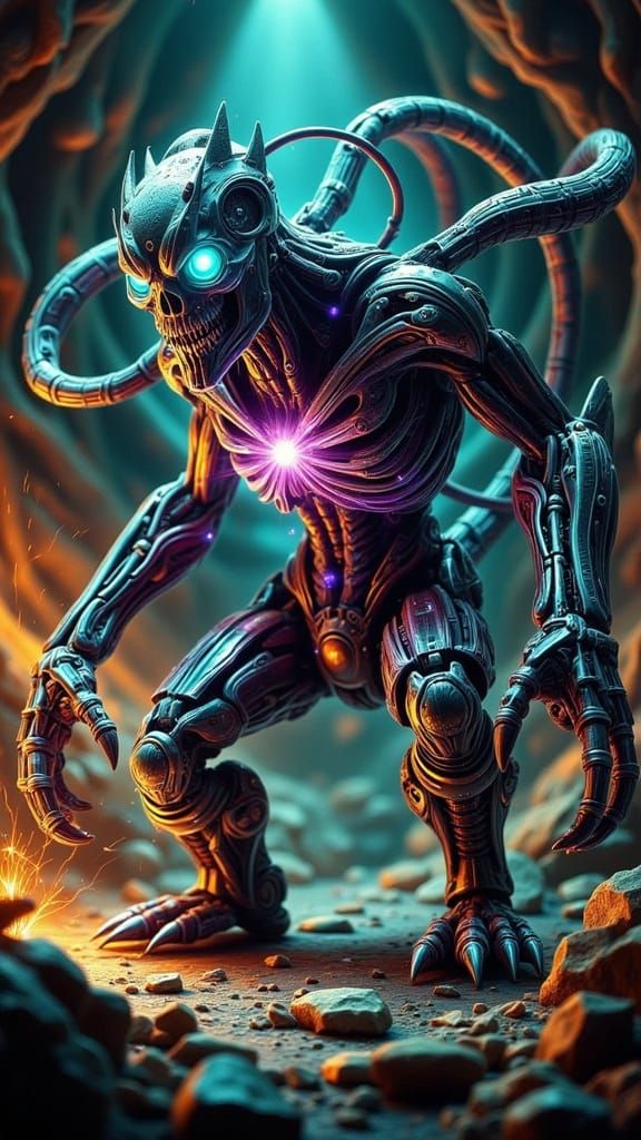 Mecha Predator Xylen the Devourer in Epic Comic Book Style