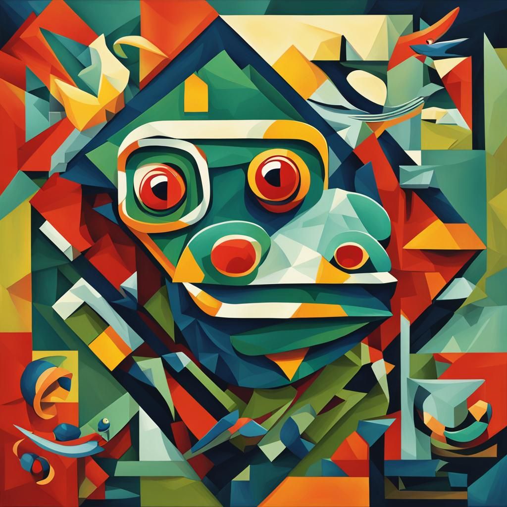 Cubist Hybrid Creature in Geometric Fauvism Style
