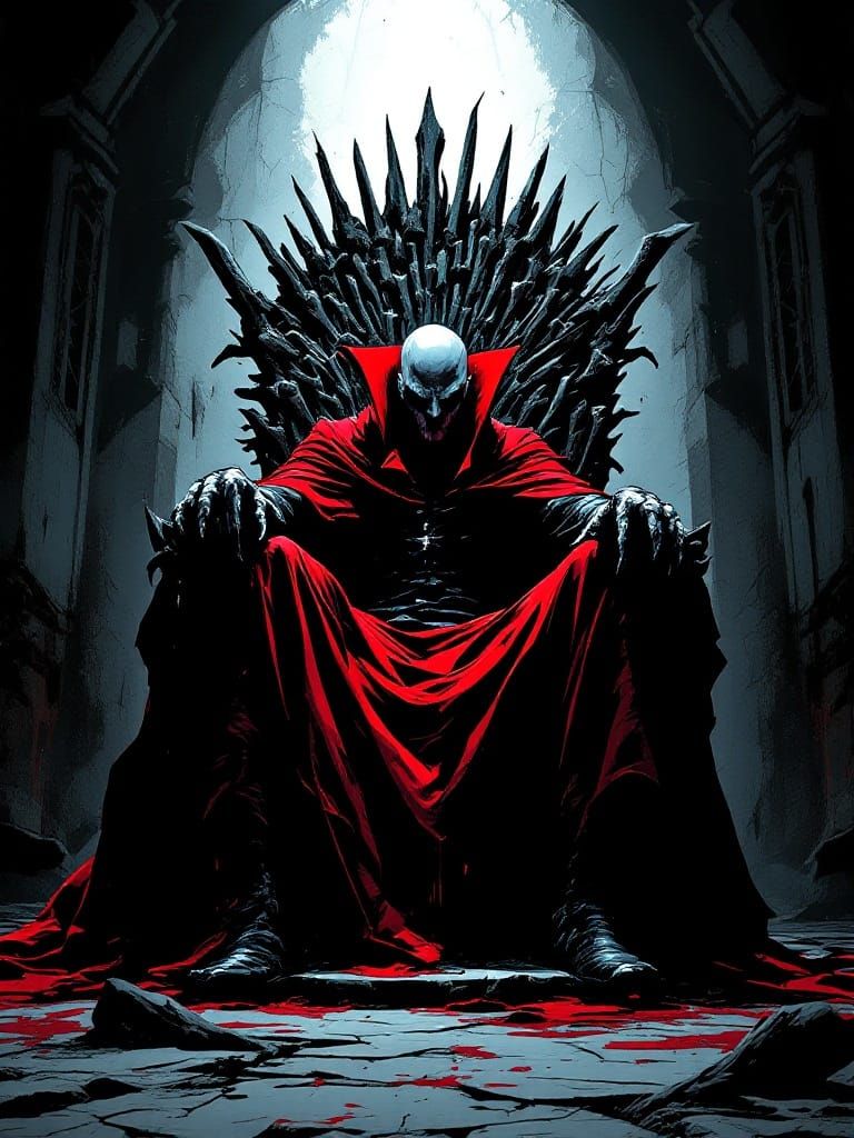 Gothic Vampire Lord Reigns in Dark Comic Book Art