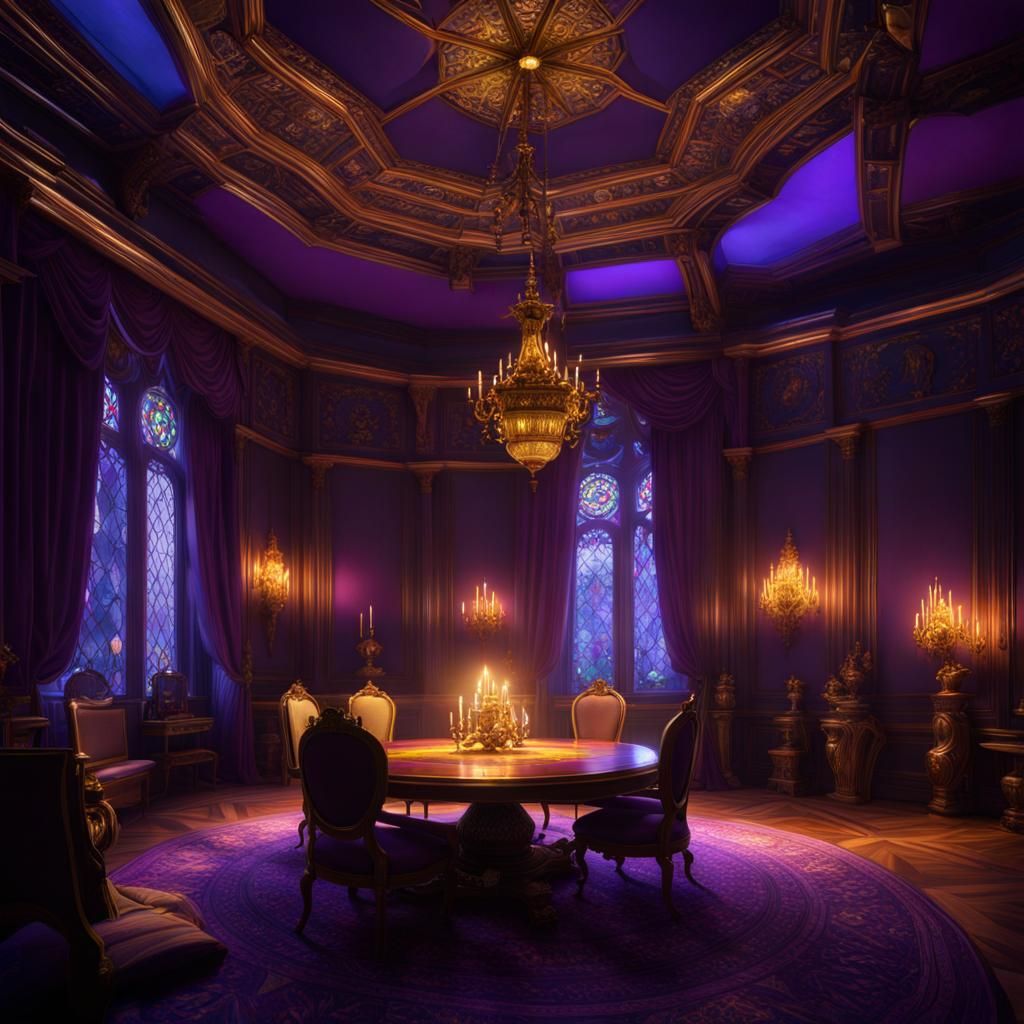 French Chateau Interior with Star Map Ceiling