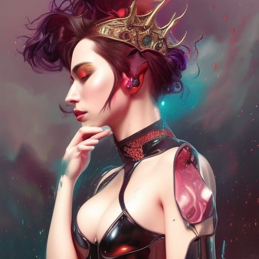 Demon Queen Portrait in Hyperdetailed Digital Art Style