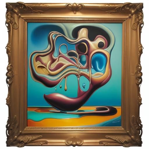 Abstract Oil Painting with Flowing Silicone Cells