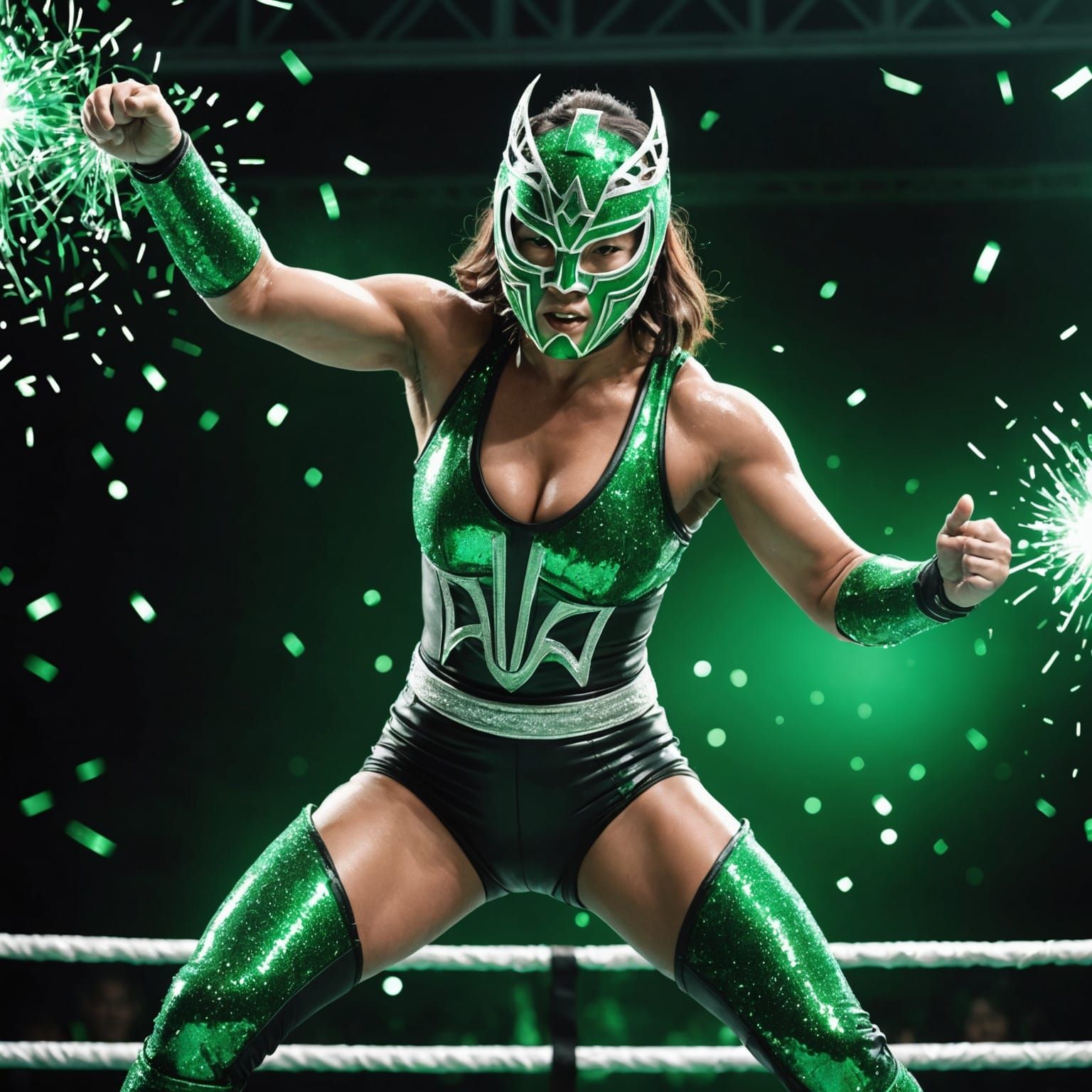 Japanese Wrestler in Emerald Ring: Monochrome Art