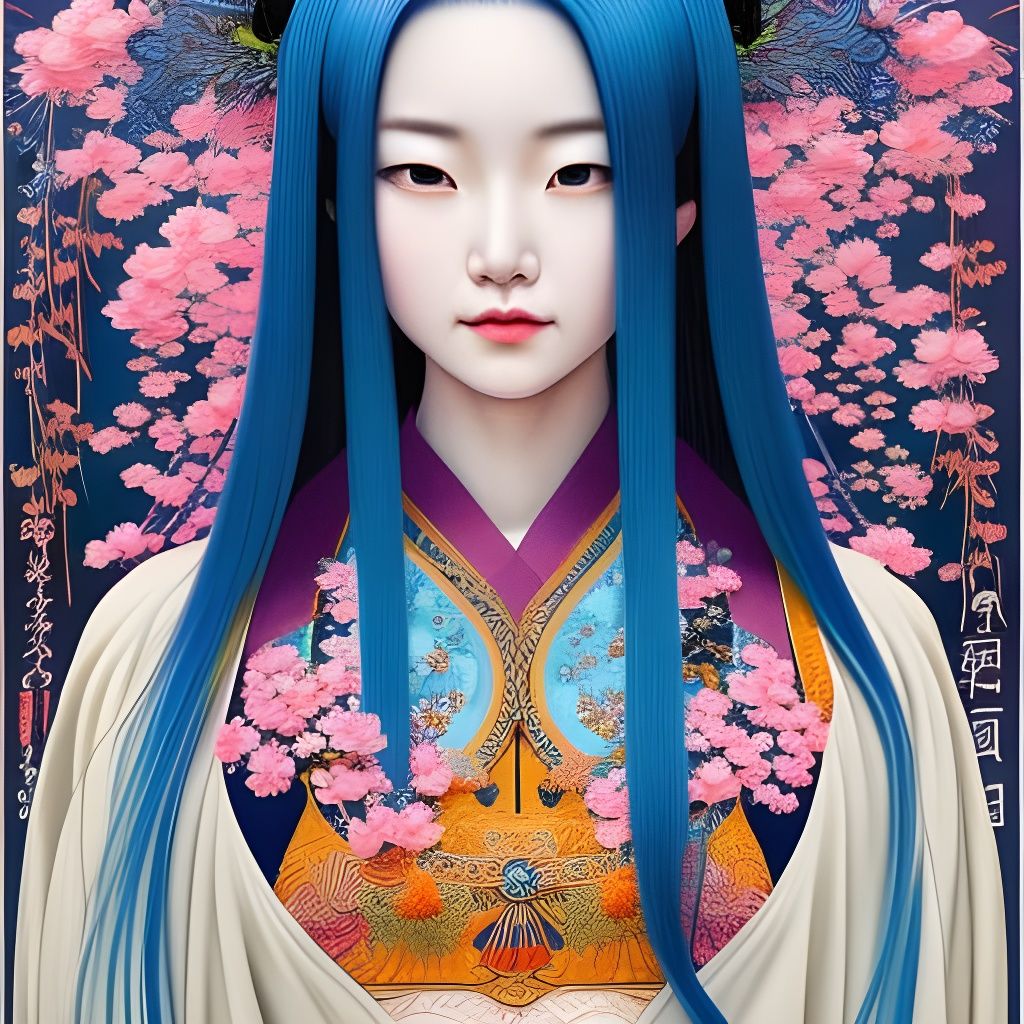 Japanese Girl Portrait in Detailed Digital Art Style