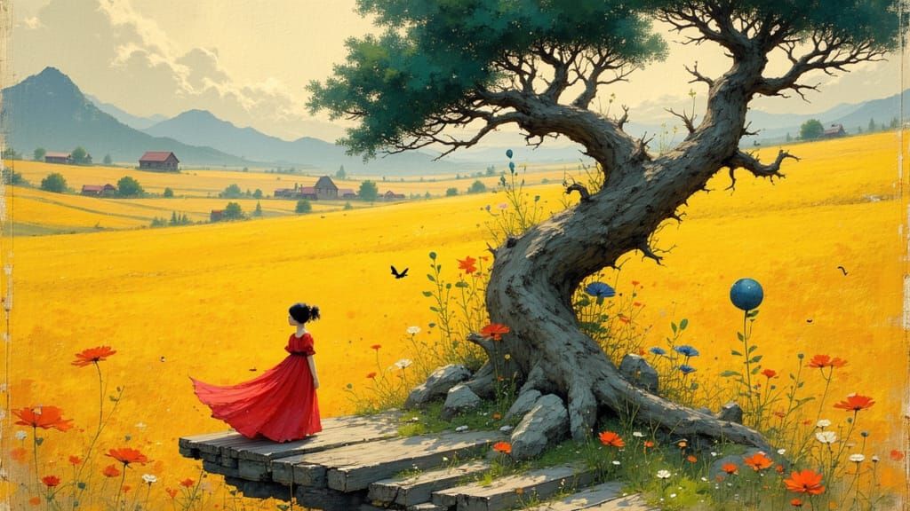 Whimsical Fantastical Landscapes in Esao Andrews Style