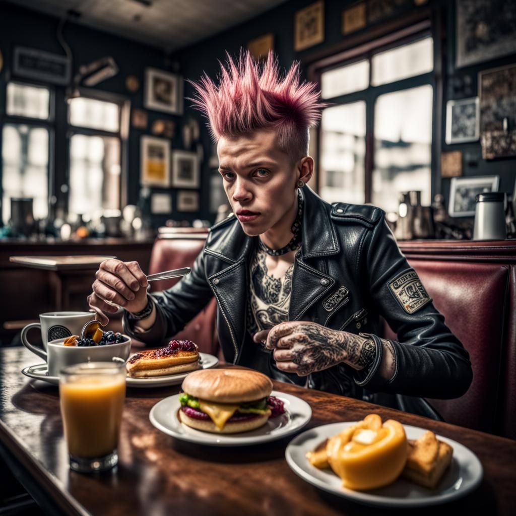 Hyperrealistic Breakfast Punk Still Life in HDR