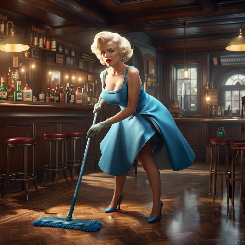 Artist - Marilyn Monroe in as cleaning lady's