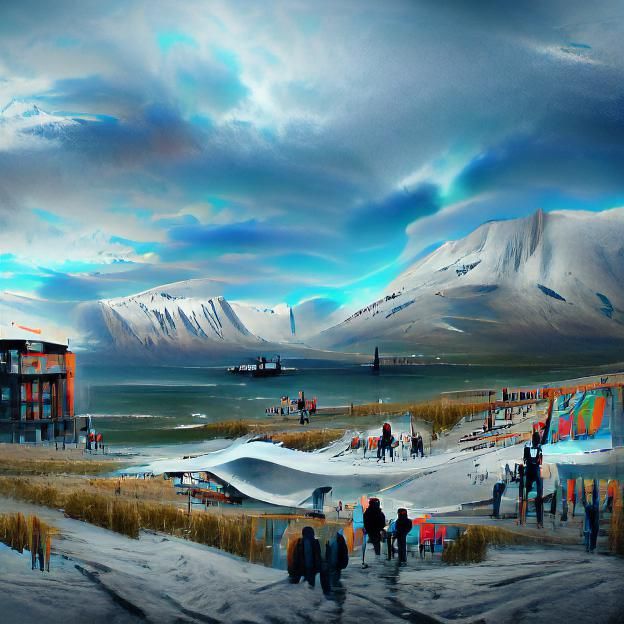 Venice Beach Transferred to Svalbard: Digital Illustration