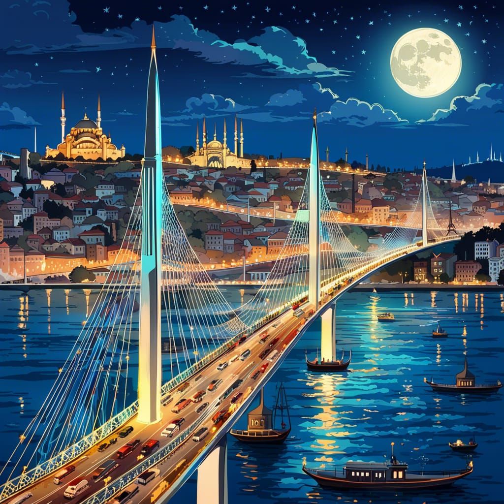 Epic Istanbul Night Lights Over Yavuz Sultan Selim Bridge