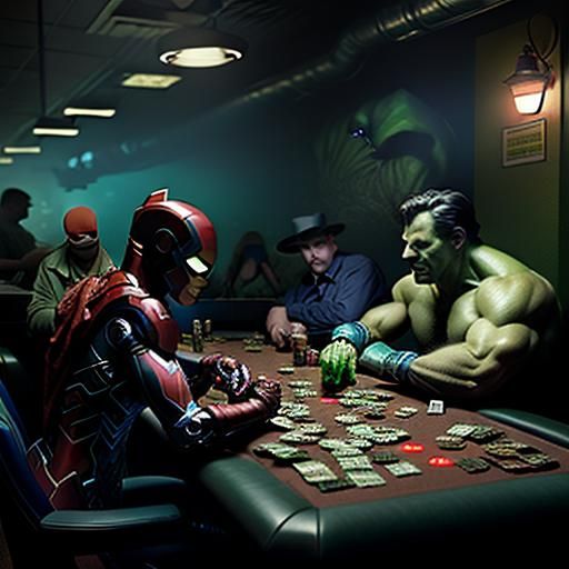 Superheroes Play Poker in Noir Setting