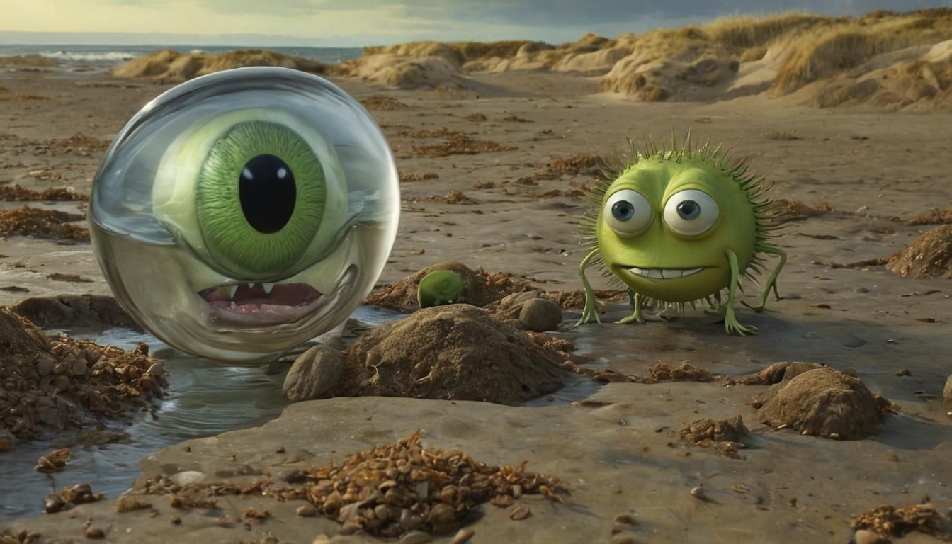 Surreal Scallop Feasting on Mike Wazowski in Polish Style