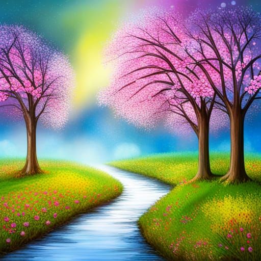 All Seasons Landscape with Cherry Blossoms