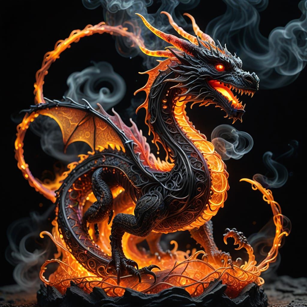 Vibrant Wire Dragon Sculpture Close-Up