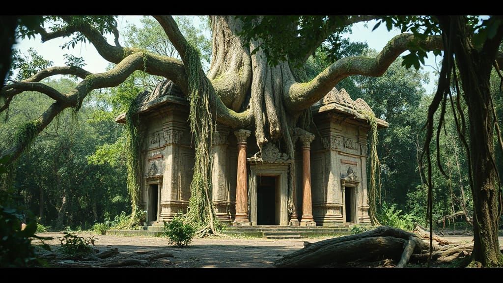 Nature Reclaims Abandoned Hindu Village with Giant Tree