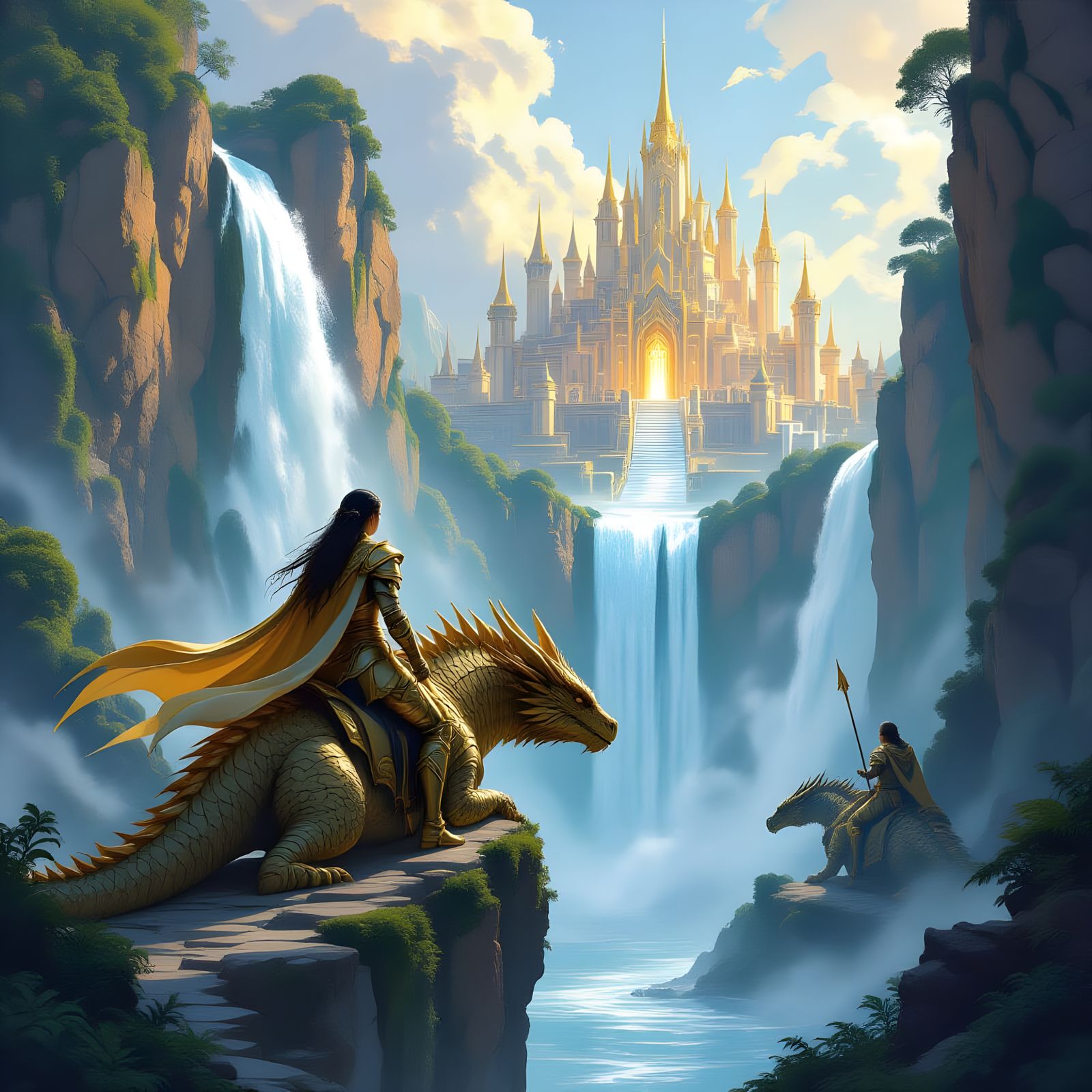 Magical Kingdom Pathway Through Waterfall