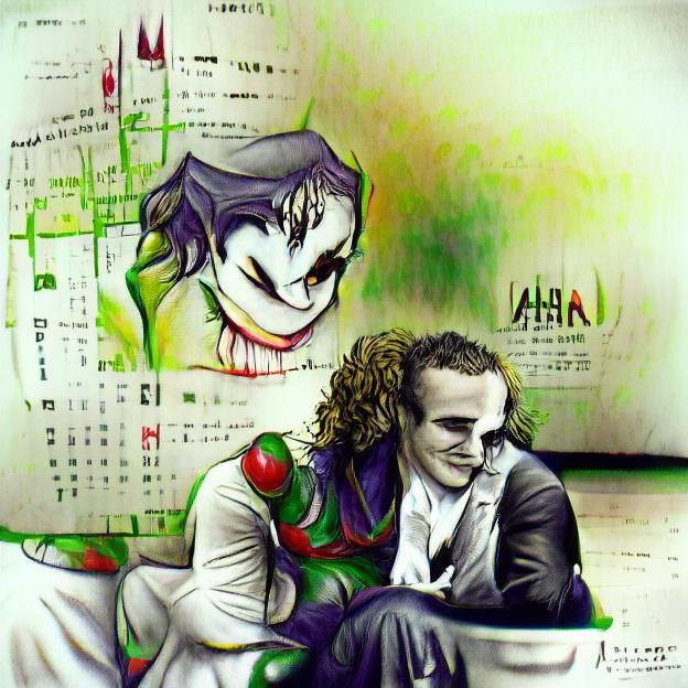 Two Jokers in Anime Ink Drawing Style