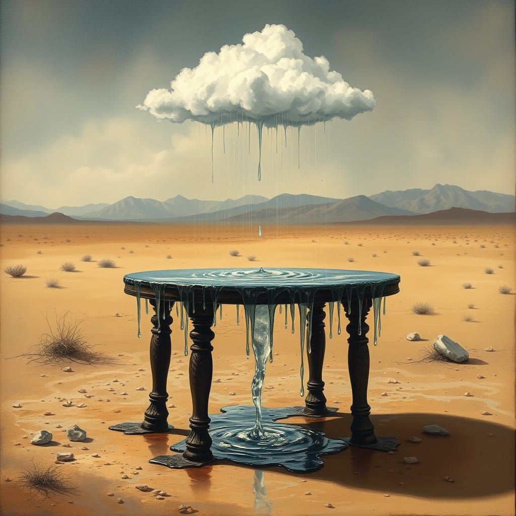 Surreal Oasis in Arid Desert Landscape