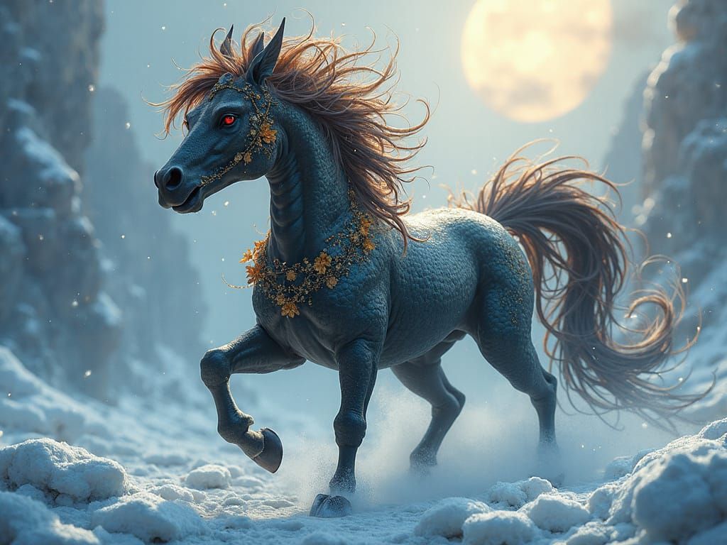 Dragon Horse Warrior with Enchanted Glow in Fantasy Battle