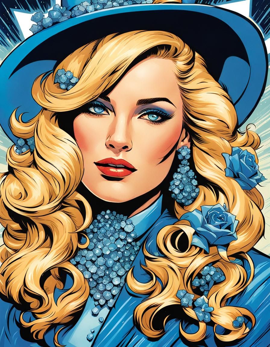 Bedazzled Blonde in Blue Comic Art