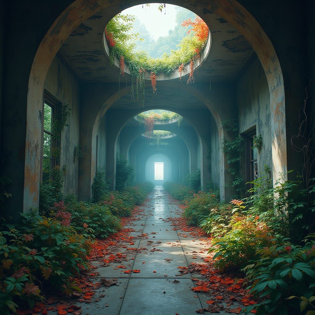 Abandoned Hospital in a Post-Apocalyptic World of Vibrant De...